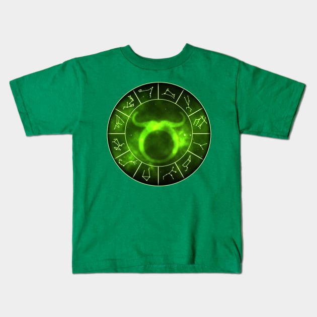 Taurus Zodiac Sign Kids T-Shirt by ArnarionArt